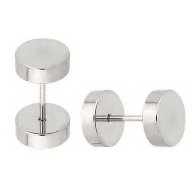 Men's earrings steel bar 316 silver 10mm