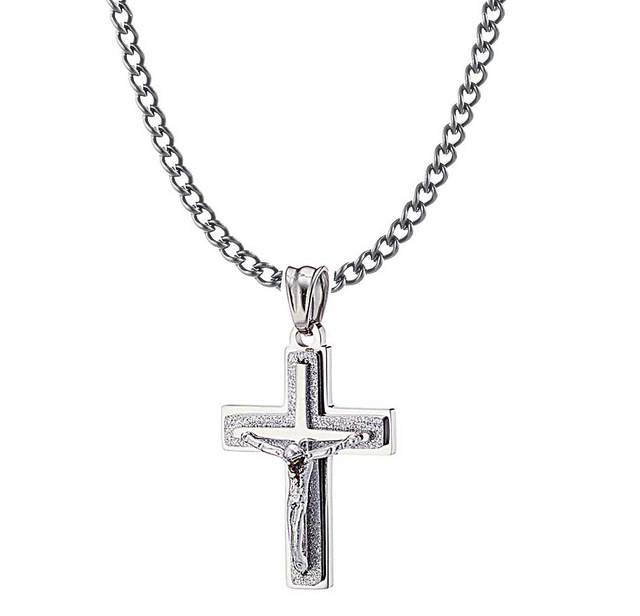 Ανδρικός σταυρός με αλυσίδα ατσάλι 316L ασημί Art 01222