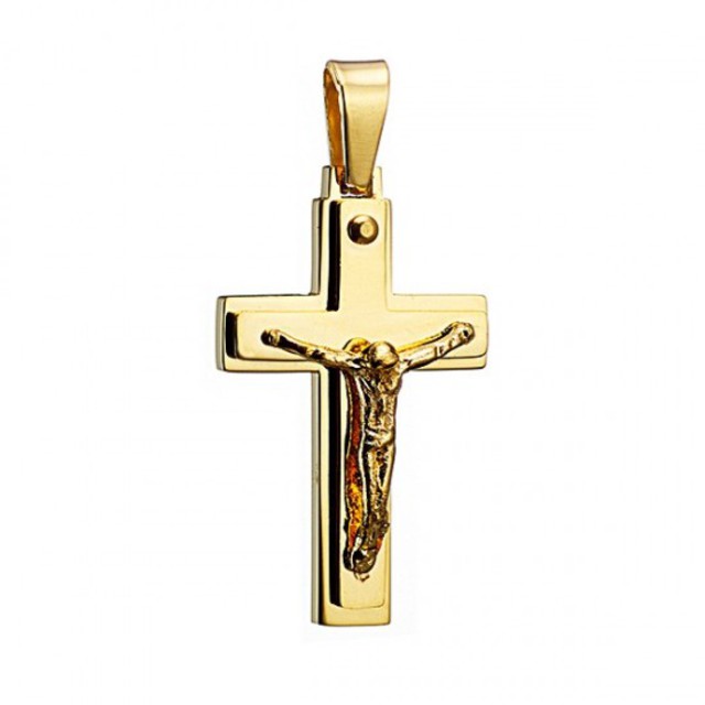 Ανδρικός σταυρός με αλυσίδα ατσάλι 316L χρυσό Αrt 01240-1