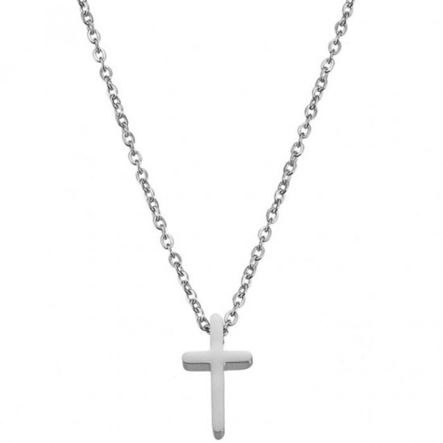 Γυναικείο κολιέ σταυρός Art 01352 ατσάλι 316L ασημί