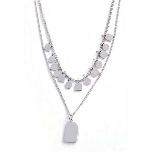 Women's double necklace steel 316L silver bode 3542