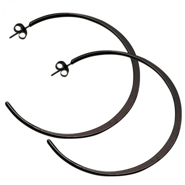 Women's earrings steel 316L rings black 6cm Art 01813