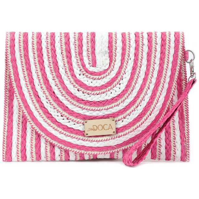 Paper straw fuchsia women's envelope bag Doca 20168  fuchsia 