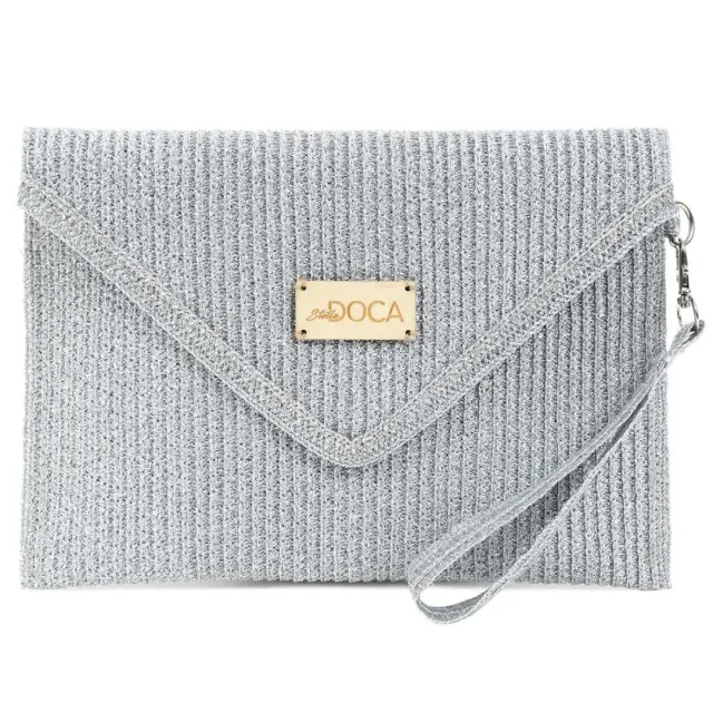 Paper straw women's envelope bag Doca 20189 light blue