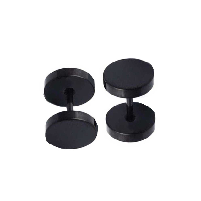 Ανδρικά σκουλαρίκια ζευγάρι μπάρα ατσάλι 316 μαύρο 10mm bode02111