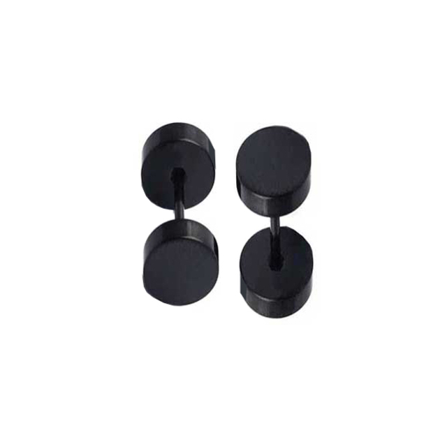 Ανδρικά σκουλαρίκια ζευγάρι μπάρα 6mm ατσάλι 316 μαύρο bode02109