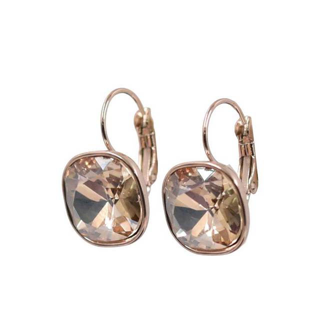 Γυναικείο σκουλαρίκι μπεζ πέτρα ατσάλι 316L ρόζ-χρυσό bode02127