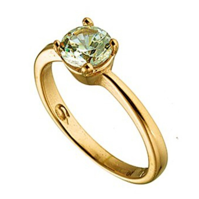 Δαχτυλίδι μονόπετρο ατσάλι 316L χρυσό Art 02163 
