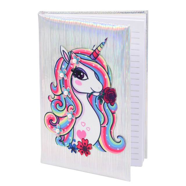 Children's grey notebook with unicorn