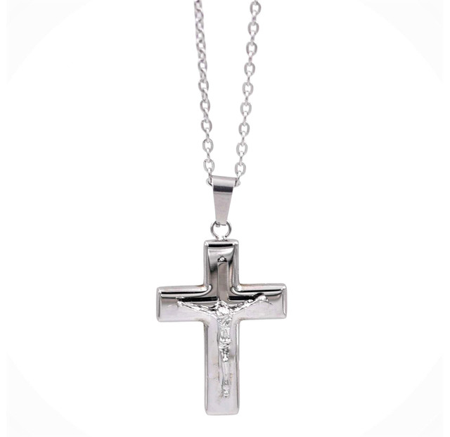 Ανδρικός σταυρός με αλυσίδα ατσάλι 316L ασημί bode 02950
