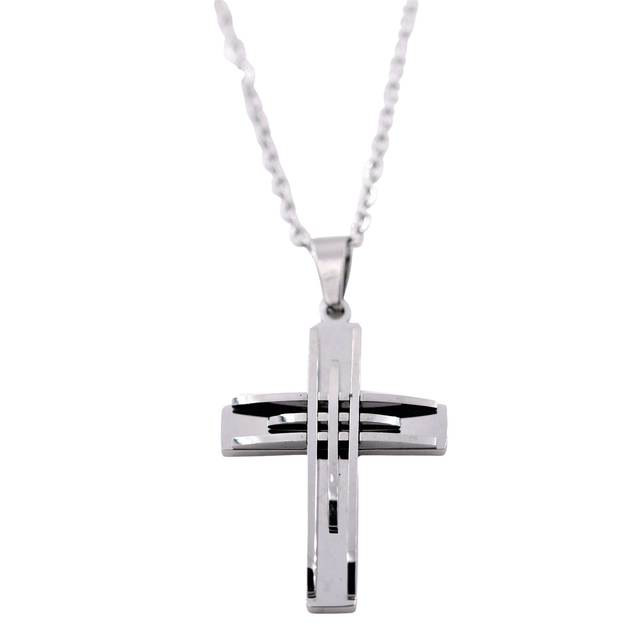 Ανδρικός σταυρός με αλυσίδα ατσάλι 316L ασημί bode 02956