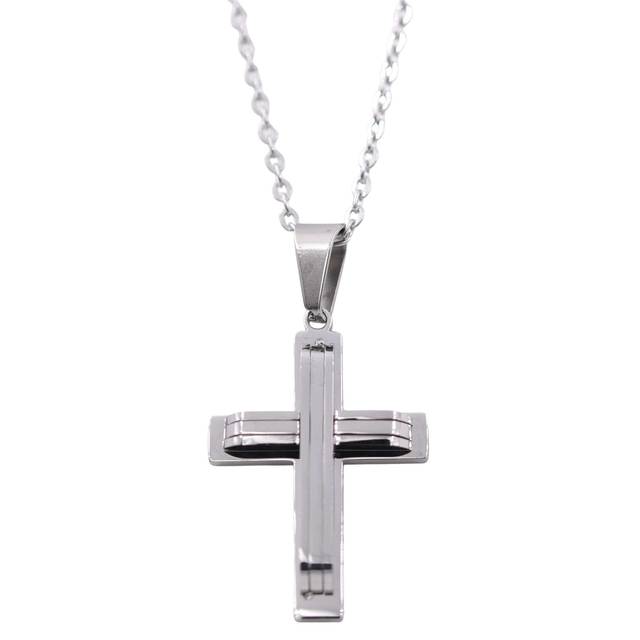 Ανδρικός σταυρός με αλυσίδα ατσάλι 316L ασημί bode 02962