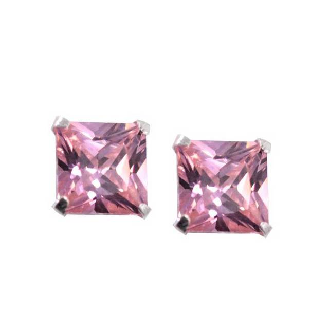 Γυναικείο σκουλαρίκι με ζιργκόν πέτρα ασήμι 925 ροζ