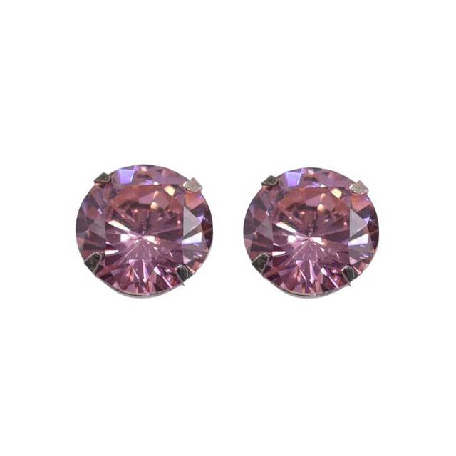 Γυναικείο σκουλαρίκι με ζιργκόν πέτρα ασήμι 925 ροζ