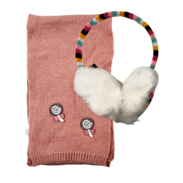 Children's Earmuffs-Scarf  pink bode 4416