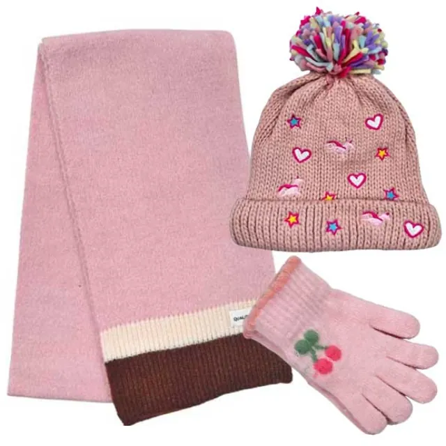 Children's Set Scarf & Hat & Gloves bode 4460 pink