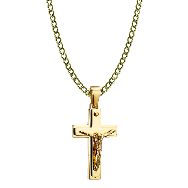Ανδρικός σταυρός με αλυσίδα ατσάλι 316L χρυσό Αrt 01240-1