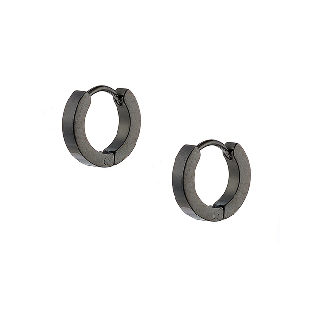 Unisex σκουλαρίκια κρικάκια (ζευγάρι) ατσάλι 316 μάυρο Art02002-3