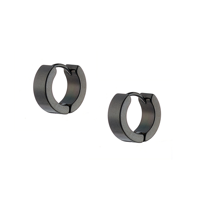 Unisex σκουλαρίκια κρικάκια (ζευγάρι) ατσάλι 316 μάυρο Art02002-5