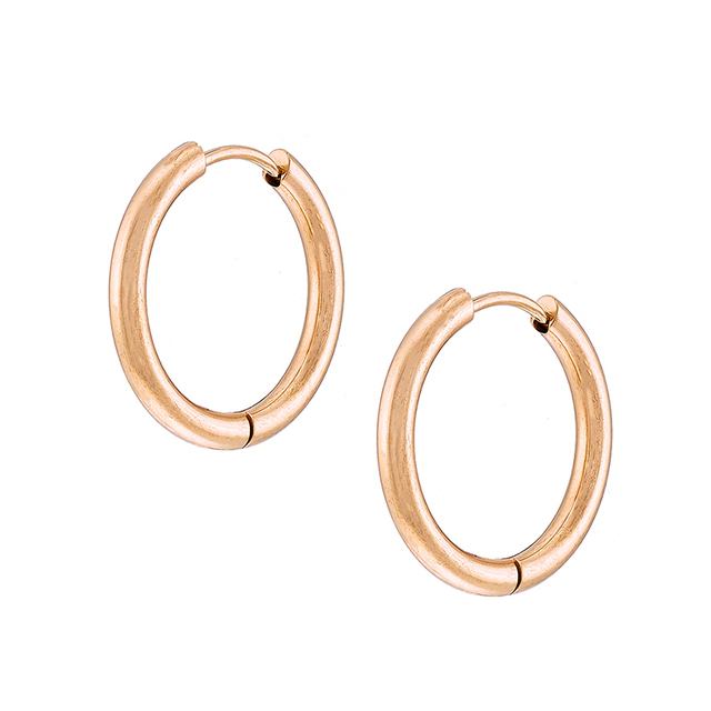 Γυναικεία σκουλαρίκια κρικάκια ατσάλι 316 L ροζ-χρυσό 12mm Art 02099-12