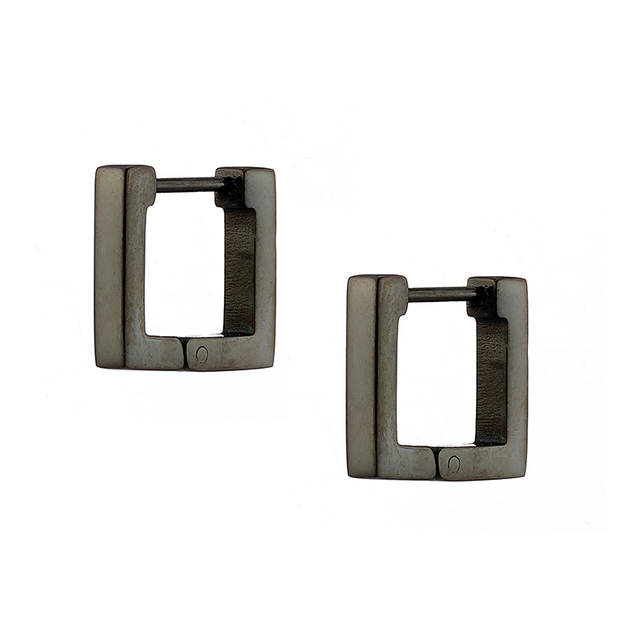 Unisex earrings squares Art 02127 steel 316L rings black