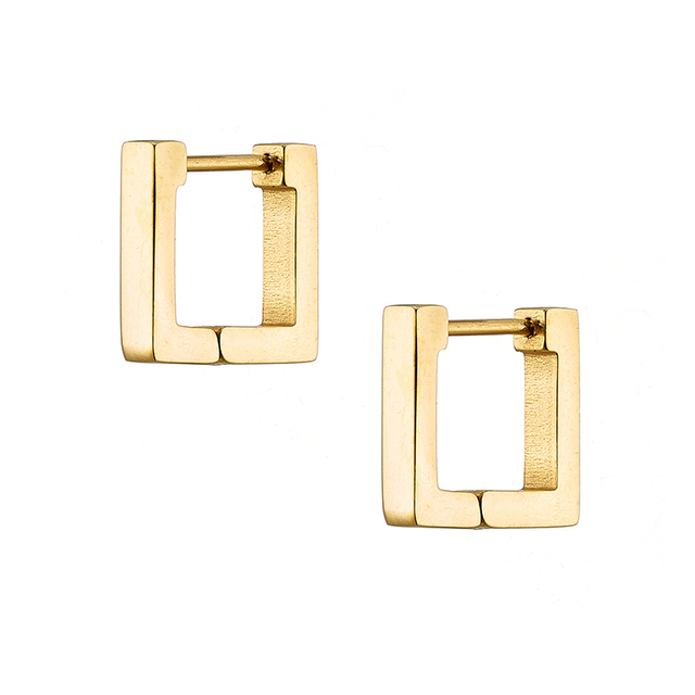 Unisex earrings squares Art 02127 steel 316L rings gold