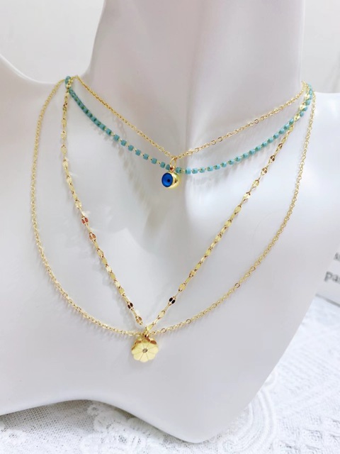 Women's necklace with quadruple chain 316L steel gold