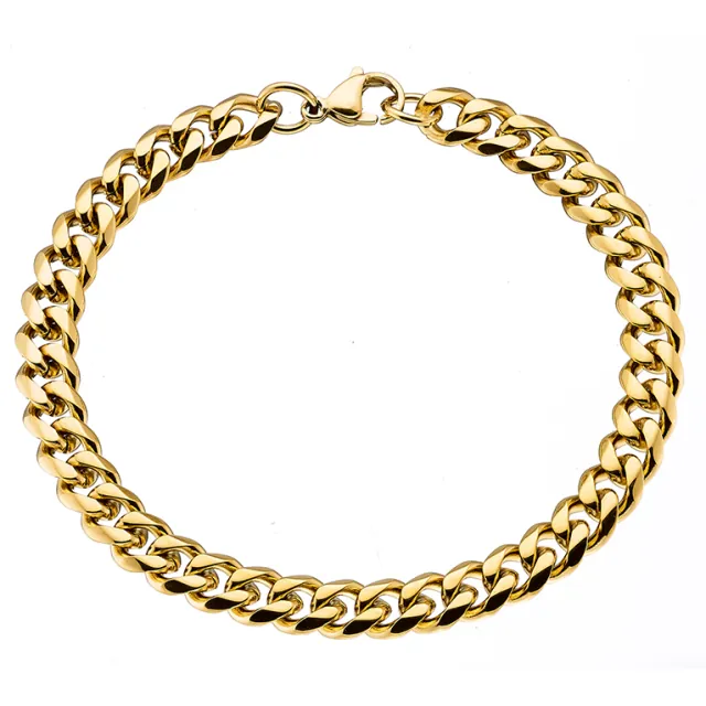 Men's Bracelet chain 7mm steel 316L gold art 00182