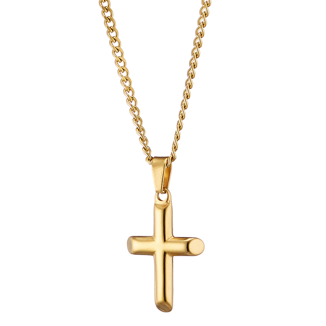  Ανδρικός σταυρός με αλυσίδα ατσάλι 316L χρυσό Art 01093