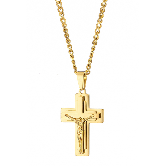 Ανδρικός σταυρός με αλυσίδα Art 01174 ατσάλι 316L χρυσό