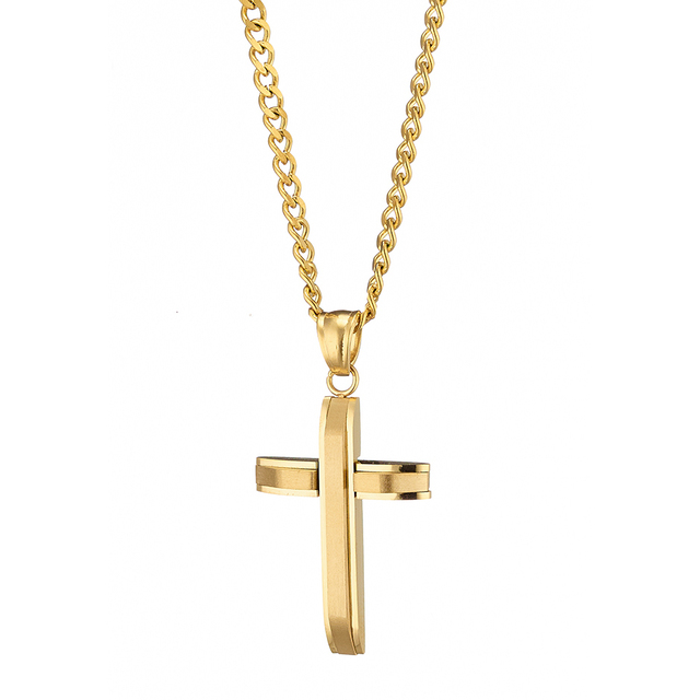 Men's steel cross with chain Art 01175 316L gold