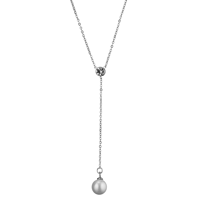 Womens necklace pearl Art 07111 steel 316 L silver