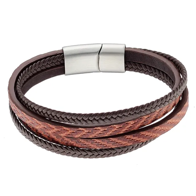 Men's steel bracelet 316L brown