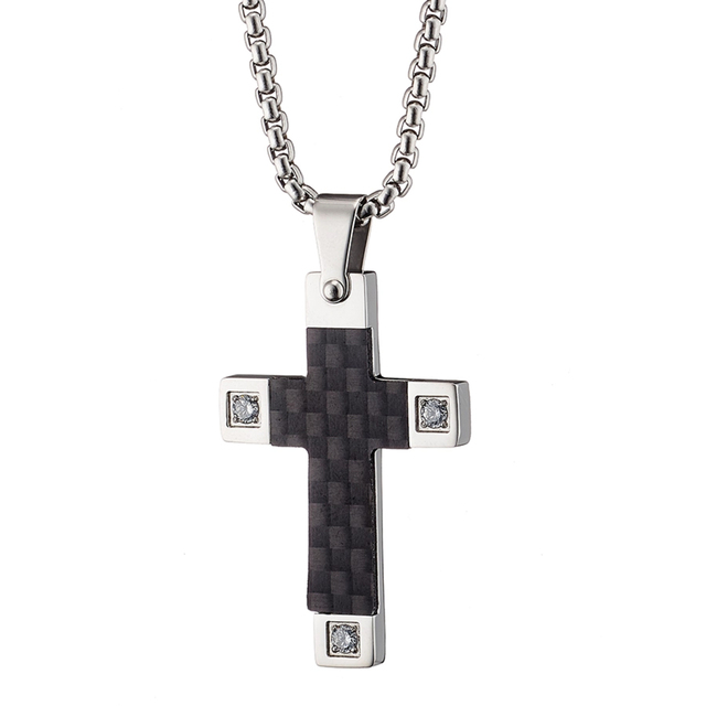 Ανδρικός σταυρός με αλυσίδα ατσάλι 316L μαύρο Art 01293