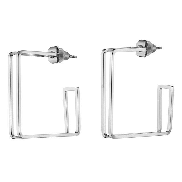 Women's earrings steel rings silver