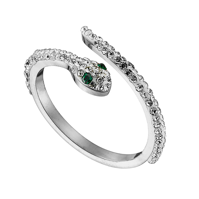 Γυναικείο δαχτυλίδι φίδι με άσπρες πέτρες ατσάλι 316L ασημί Art 02474