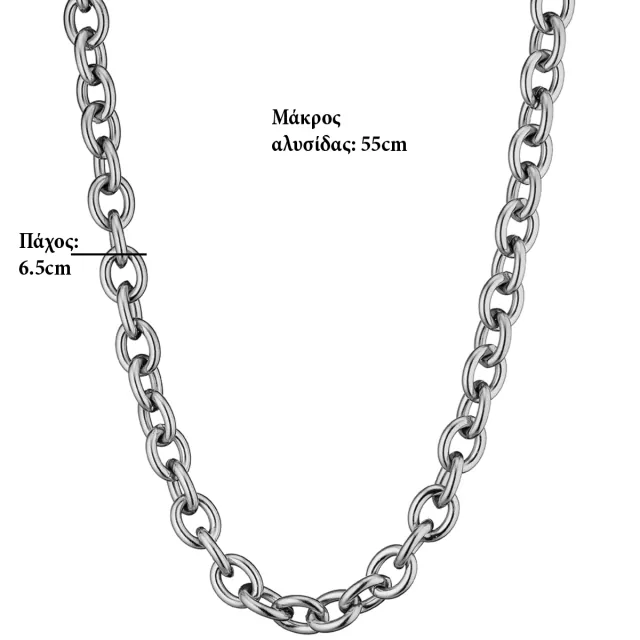 Men's Neck chain thickness 6.5mm steel 316L silver bode 03570