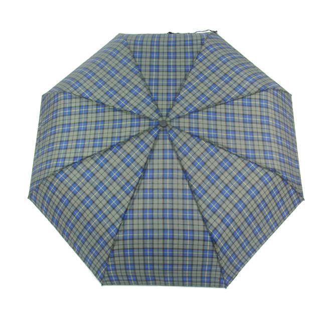 Ομπρέλα Βροχής Rainy Times Απλή χειροκίνητη καρό μπλε/λαδί