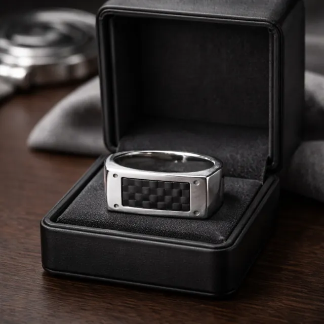 Men's Ring Stainless Steel 316L Silver/Black
