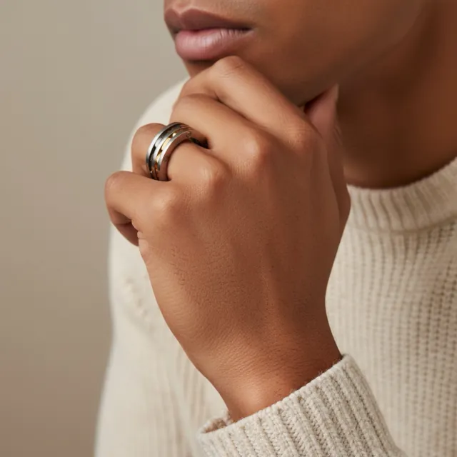 Ανδρικό Δαχτυλίδι Ανοξείδωτο Ατσάλι 316L Ασημί/Χρυσό Visetti RG010X