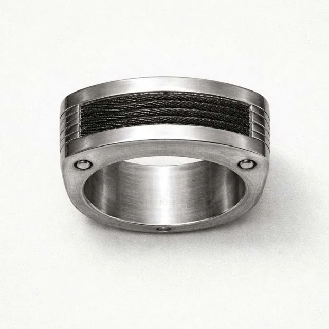 Ανδρικό Δαχτυλίδι Ανοξείδωτο Ατσάλι 316L Ασημί/Μαύρο Visetti RG011B