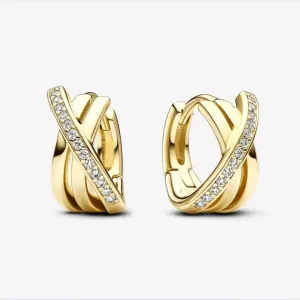 Σκουλαρίκια κρίκοι πέτρες ζιργκόν ζευγάρι ασήμι 925 χρυσό bode 00347G