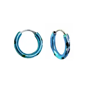 Unisex earrings hoops pair 12mm silver 925 in light blue colour