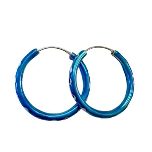 Unisex earrings hoops pair 25mm silver 925 in l. blue colour