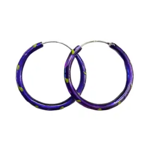Unisex earrings hoops pair 25mm silver 925 in lila colour