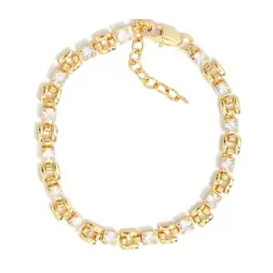 Γυναικείο βραχιόλι με λευκές Πέτρες  χρυσό  bode 00836