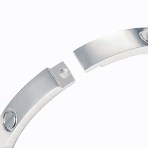 Women's bracelet handcuff White Stones 5mm steel 316L silver 