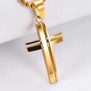Ανδρικός σταυρός με αλυσίδα ατσάλι 316L Art χρυσό 01070G