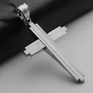  Ανδρικός σταυρός ατσάλι 316L ασημί Art 01204-1
