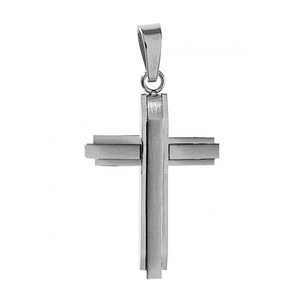  Men's steel cross with chain 316L silver-black